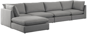 Mackenzie Linen Textured Fabric / Engineered Wood / Foam Contemporary Grey Durable Linen Textured Modular Sectional - 160" W x 80" D x 35" H