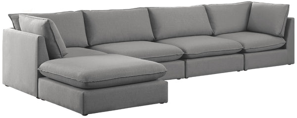 Mackenzie Linen Textured Fabric / Engineered Wood / Foam Contemporary Grey Durable Linen Textured Modular Sectional - 160" W x 80" D x 35" H