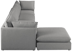 Mackenzie Linen Textured Fabric / Engineered Wood / Foam Contemporary Grey Durable Linen Textured Modular Sectional - 160" W x 80" D x 35" H