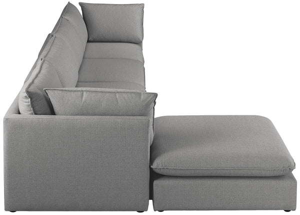 Mackenzie Linen Textured Fabric / Engineered Wood / Foam Contemporary Grey Durable Linen Textured Modular Sectional - 160" W x 80" D x 35" H