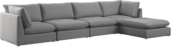 Mackenzie Linen Textured Fabric / Engineered Wood / Foam Contemporary Grey Durable Linen Textured Modular Sectional - 160" W x 80" D x 35" H