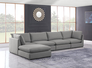 Mackenzie Linen Textured Fabric / Engineered Wood / Foam Contemporary Grey Durable Linen Textured Modular Sectional - 160" W x 80" D x 35" H