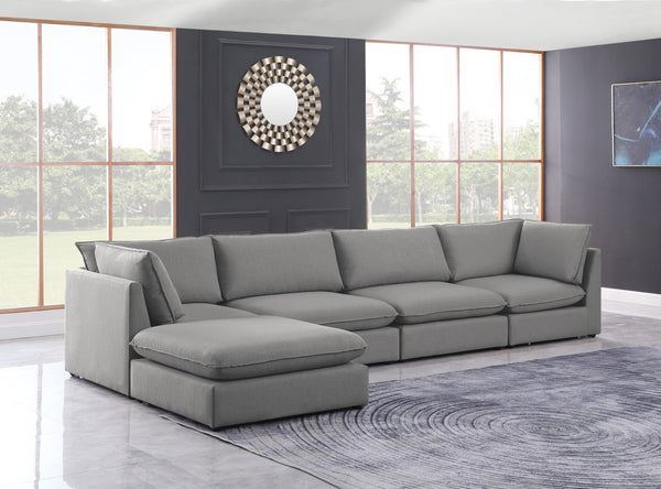 Mackenzie Linen Textured Fabric / Engineered Wood / Foam Contemporary Grey Durable Linen Textured Modular Sectional - 160" W x 80" D x 35" H