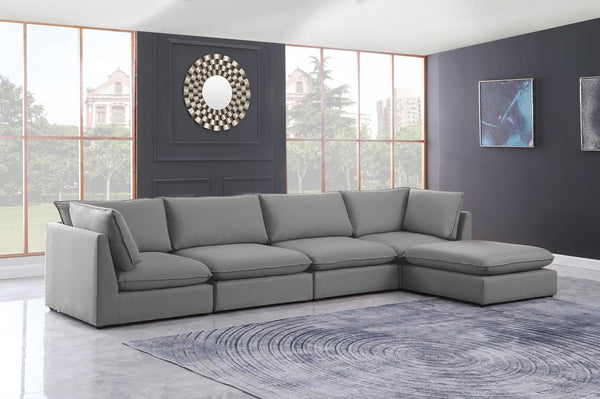 Mackenzie Linen Textured Fabric / Engineered Wood / Foam Contemporary Grey Durable Linen Textured Modular Sectional - 160" W x 80" D x 35" H
