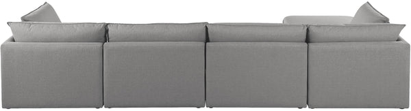 Mackenzie Linen Textured Fabric / Engineered Wood / Foam Contemporary Grey Durable Linen Textured Modular Sectional - 160" W x 80" D x 35" H