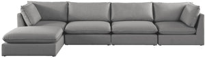 Mackenzie Linen Textured Fabric / Engineered Wood / Foam Contemporary Grey Durable Linen Textured Modular Sectional - 160" W x 80" D x 35" H