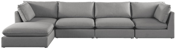 Mackenzie Linen Textured Fabric / Engineered Wood / Foam Contemporary Grey Durable Linen Textured Modular Sectional - 160" W x 80" D x 35" H