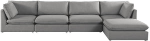 Mackenzie Linen Textured Fabric / Engineered Wood / Foam Contemporary Grey Durable Linen Textured Modular Sectional - 160" W x 80" D x 35" H