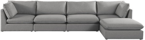 Mackenzie Linen Textured Fabric / Engineered Wood / Foam Contemporary Grey Durable Linen Textured Modular Sectional - 160" W x 80" D x 35" H