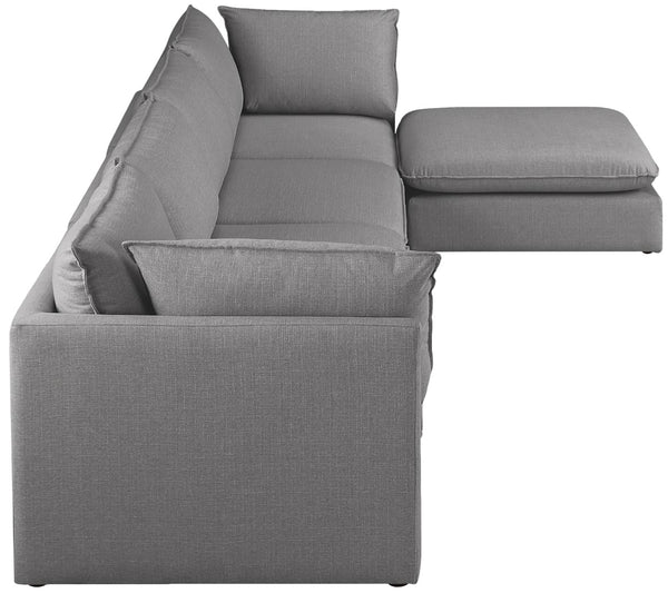 Mackenzie Linen Textured Fabric / Engineered Wood / Foam Contemporary Grey Durable Linen Textured Modular Sectional - 160" W x 80" D x 35" H