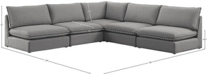 Mackenzie Linen Textured Fabric / Engineered Wood / Foam Contemporary Grey Durable Linen Textured Modular Sectional - 120" W x 120" D x 35" H