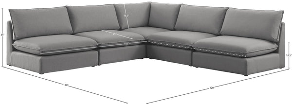 Mackenzie Linen Textured Fabric / Engineered Wood / Foam Contemporary Grey Durable Linen Textured Modular Sectional - 120" W x 120" D x 35" H