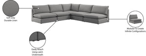 Mackenzie Linen Textured Fabric / Engineered Wood / Foam Contemporary Grey Durable Linen Textured Modular Sectional - 120" W x 120" D x 35" H