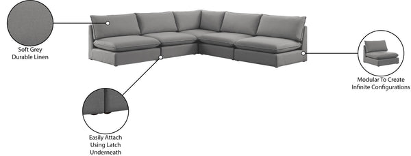 Mackenzie Linen Textured Fabric / Engineered Wood / Foam Contemporary Grey Durable Linen Textured Modular Sectional - 120" W x 120" D x 35" H
