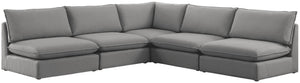 Mackenzie Linen Textured Fabric / Engineered Wood / Foam Contemporary Grey Durable Linen Textured Modular Sectional - 120" W x 120" D x 35" H