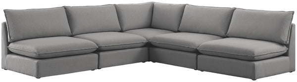 Mackenzie Linen Textured Fabric / Engineered Wood / Foam Contemporary Grey Durable Linen Textured Modular Sectional - 120" W x 120" D x 35" H