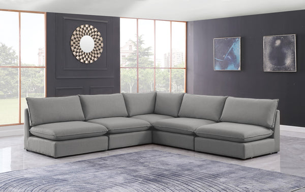 Mackenzie Linen Textured Fabric / Engineered Wood / Foam Contemporary Grey Durable Linen Textured Modular Sectional - 120" W x 120" D x 35" H