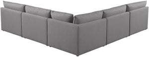 Mackenzie Linen Textured Fabric / Engineered Wood / Foam Contemporary Grey Durable Linen Textured Modular Sectional - 120" W x 120" D x 35" H