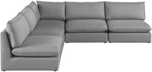Mackenzie Linen Textured Fabric / Engineered Wood / Foam Contemporary Grey Durable Linen Textured Modular Sectional - 120" W x 120" D x 35" H