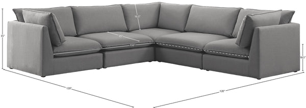 Mackenzie Linen Textured Fabric / Engineered Wood / Foam Contemporary Grey Durable Linen Textured Modular Sectional - 120" W x 120" D x 35" H