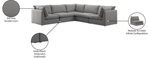 Mackenzie Linen Textured Fabric / Engineered Wood / Foam Contemporary Grey Durable Linen Textured Modular Sectional - 120" W x 120" D x 35" H