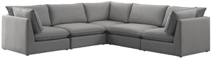 Mackenzie Linen Textured Fabric / Engineered Wood / Foam Contemporary Grey Durable Linen Textured Modular Sectional - 120" W x 120" D x 35" H