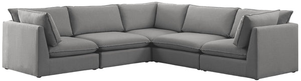 Mackenzie Linen Textured Fabric / Engineered Wood / Foam Contemporary Grey Durable Linen Textured Modular Sectional - 120" W x 120" D x 35" H
