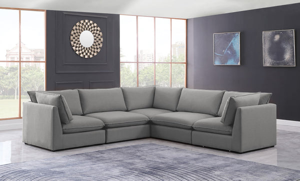 Mackenzie Linen Textured Fabric / Engineered Wood / Foam Contemporary Grey Durable Linen Textured Modular Sectional - 120" W x 120" D x 35" H