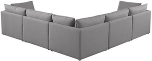 Mackenzie Linen Textured Fabric / Engineered Wood / Foam Contemporary Grey Durable Linen Textured Modular Sectional - 120" W x 120" D x 35" H