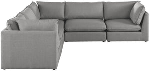 Mackenzie Linen Textured Fabric / Engineered Wood / Foam Contemporary Grey Durable Linen Textured Modular Sectional - 120" W x 120" D x 35" H