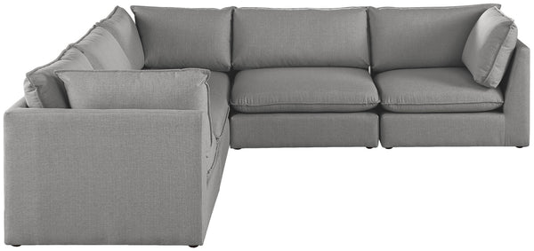 Mackenzie Linen Textured Fabric / Engineered Wood / Foam Contemporary Grey Durable Linen Textured Modular Sectional - 120" W x 120" D x 35" H