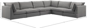 Mackenzie Linen Textured Fabric / Engineered Wood / Foam Contemporary Grey Durable Linen Textured Modular Sectional - 160" W x 120" D x 35" H