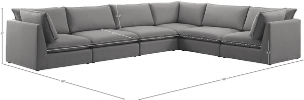 Mackenzie Linen Textured Fabric / Engineered Wood / Foam Contemporary Grey Durable Linen Textured Modular Sectional - 160" W x 120" D x 35" H
