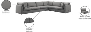 Mackenzie Linen Textured Fabric / Engineered Wood / Foam Contemporary Grey Durable Linen Textured Modular Sectional - 160" W x 120" D x 35" H