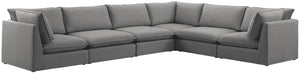 Mackenzie Linen Textured Fabric / Engineered Wood / Foam Contemporary Grey Durable Linen Textured Modular Sectional - 160" W x 120" D x 35" H