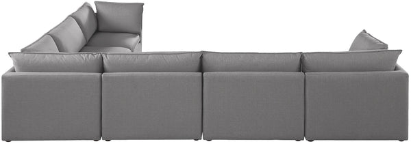 Mackenzie Linen Textured Fabric / Engineered Wood / Foam Contemporary Grey Durable Linen Textured Modular Sectional - 160" W x 120" D x 35" H