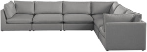 Mackenzie Linen Textured Fabric / Engineered Wood / Foam Contemporary Grey Durable Linen Textured Modular Sectional - 160" W x 120" D x 35" H