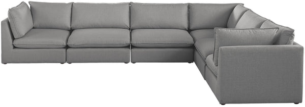 Mackenzie Linen Textured Fabric / Engineered Wood / Foam Contemporary Grey Durable Linen Textured Modular Sectional - 160" W x 120" D x 35" H