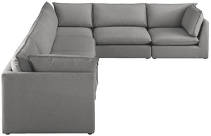 Mackenzie Linen Textured Fabric / Engineered Wood / Foam Contemporary Grey Durable Linen Textured Modular Sectional - 160" W x 120" D x 35" H