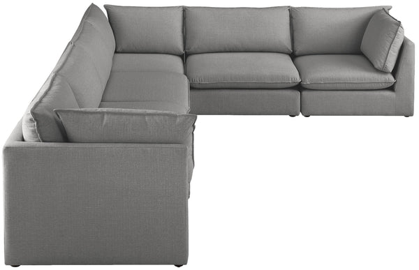 Mackenzie Linen Textured Fabric / Engineered Wood / Foam Contemporary Grey Durable Linen Textured Modular Sectional - 160" W x 120" D x 35" H
