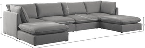 Mackenzie Linen Textured Fabric / Engineered Wood / Foam Contemporary Grey Durable Linen Textured Modular Sectional - 160" W x 80" D x 35" H