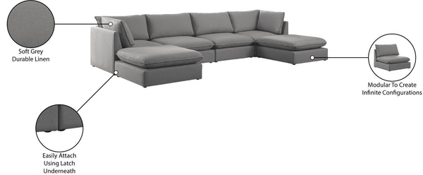 Mackenzie Linen Textured Fabric / Engineered Wood / Foam Contemporary Grey Durable Linen Textured Modular Sectional - 160" W x 80" D x 35" H