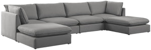 Mackenzie Linen Textured Fabric / Engineered Wood / Foam Contemporary Grey Durable Linen Textured Modular Sectional - 160" W x 80" D x 35" H