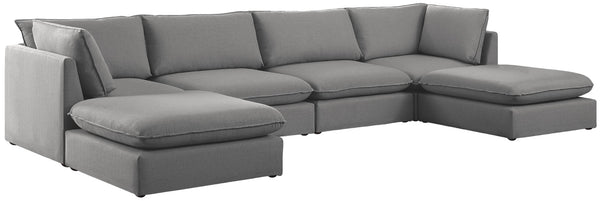 Mackenzie Linen Textured Fabric / Engineered Wood / Foam Contemporary Grey Durable Linen Textured Modular Sectional - 160" W x 80" D x 35" H