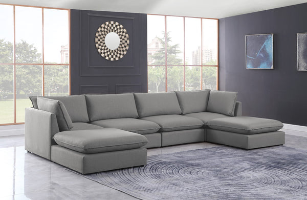 Mackenzie Linen Textured Fabric / Engineered Wood / Foam Contemporary Grey Durable Linen Textured Modular Sectional - 160" W x 80" D x 35" H