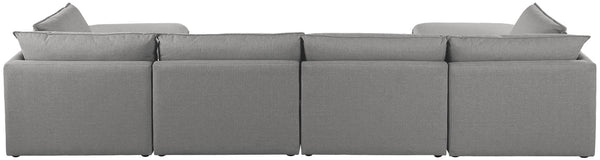 Mackenzie Linen Textured Fabric / Engineered Wood / Foam Contemporary Grey Durable Linen Textured Modular Sectional - 160" W x 80" D x 35" H