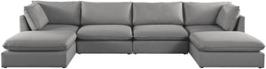 Mackenzie Linen Textured Fabric / Engineered Wood / Foam Contemporary Grey Durable Linen Textured Modular Sectional - 160" W x 80" D x 35" H
