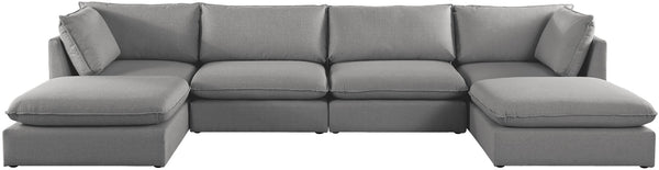 Mackenzie Linen Textured Fabric / Engineered Wood / Foam Contemporary Grey Durable Linen Textured Modular Sectional - 160" W x 80" D x 35" H