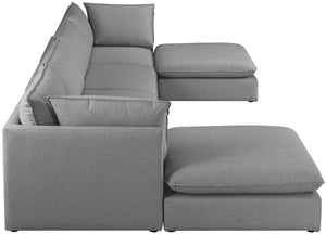 Mackenzie Linen Textured Fabric / Engineered Wood / Foam Contemporary Grey Durable Linen Textured Modular Sectional - 160" W x 80" D x 35" H