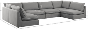 Mackenzie Linen Textured Fabric / Engineered Wood / Foam Contemporary Grey Durable Linen Textured Modular Sectional - 160" W x 80" D x 35" H